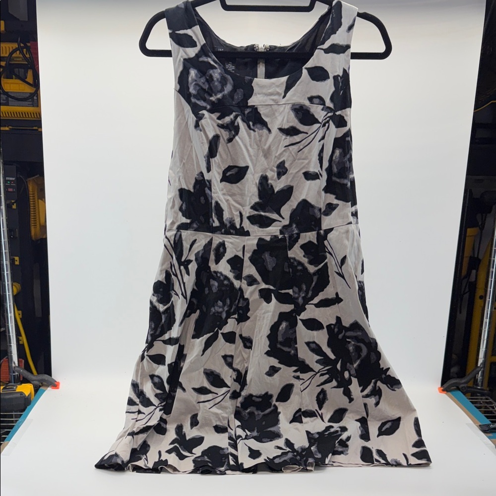 INC International Concepts Black and Gray Floral Midi Dress